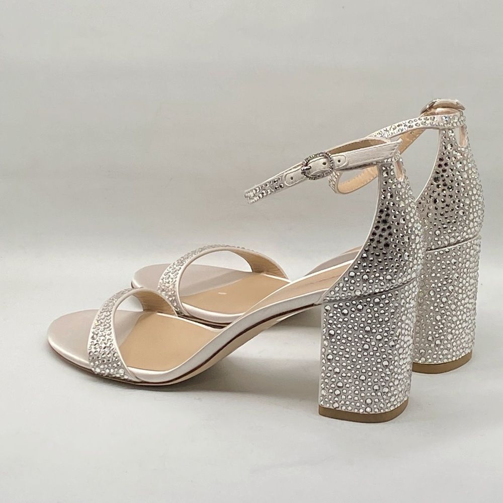 Stuart Weitzman Nudist Shine Block 75 Crystal Embellished Sandal size 8.5 - Picture 11 of 15